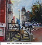 Out For a Stroll at Queen's Rd., Oil on Canvas